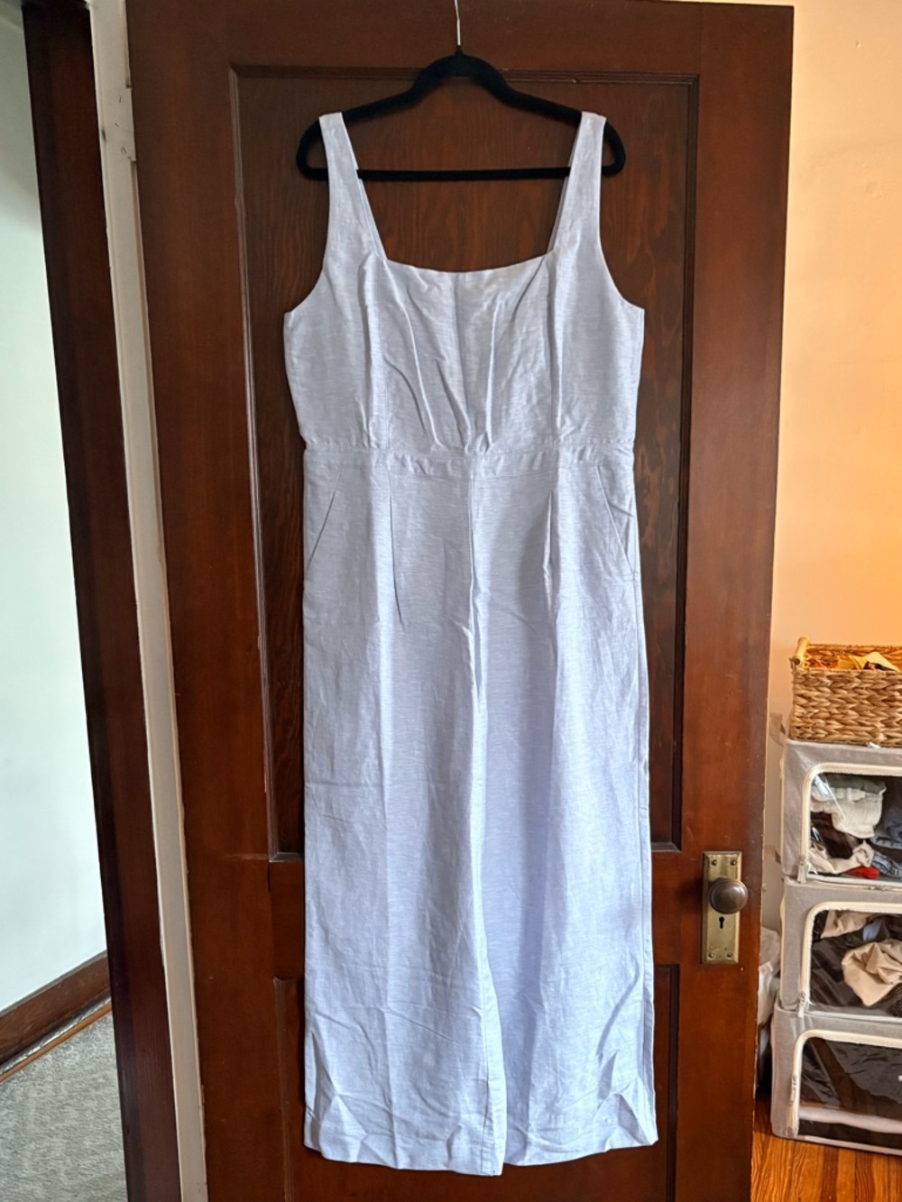 NWT Light Blue Linen-Blend Sleeveless Jumpsuit